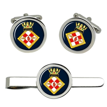 RNAY Belfast, Royal Navy Cufflink and Tie Clip Set