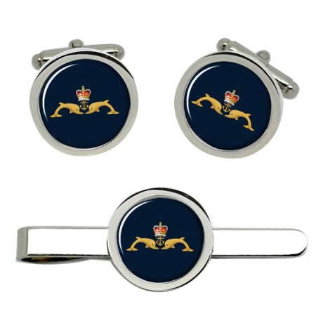 Royal Navy Submarine Service ER Cufflink and Tie Clip Set