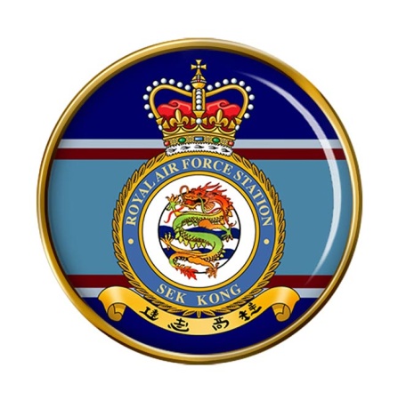 RAF Station SeK Kong Round Pin Badge